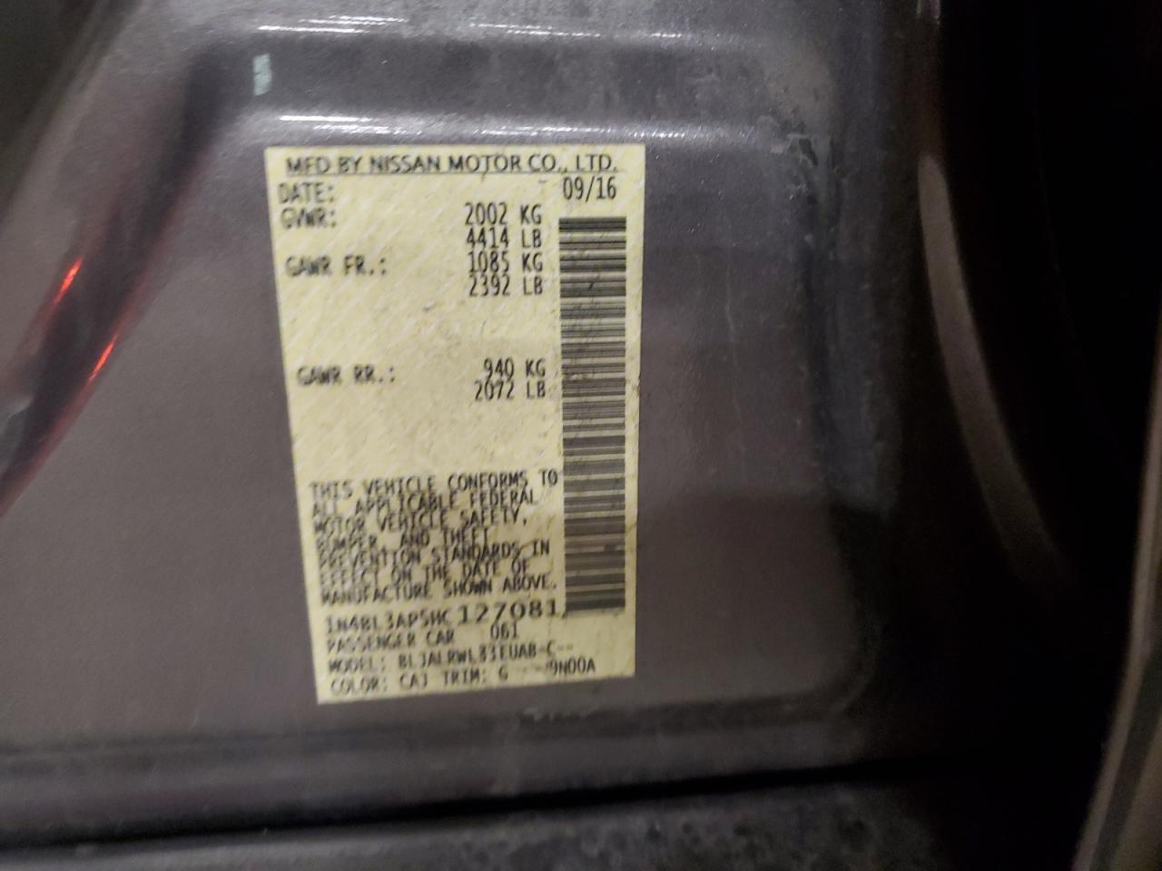 1N4BL3AP5HC127081 NISSAN ALTIMA 2017
