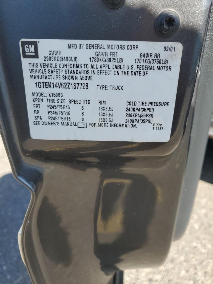 2002 GMC New Sierra K1500 VIN: 1GTEK14V62Z137728 Lot: 56140185