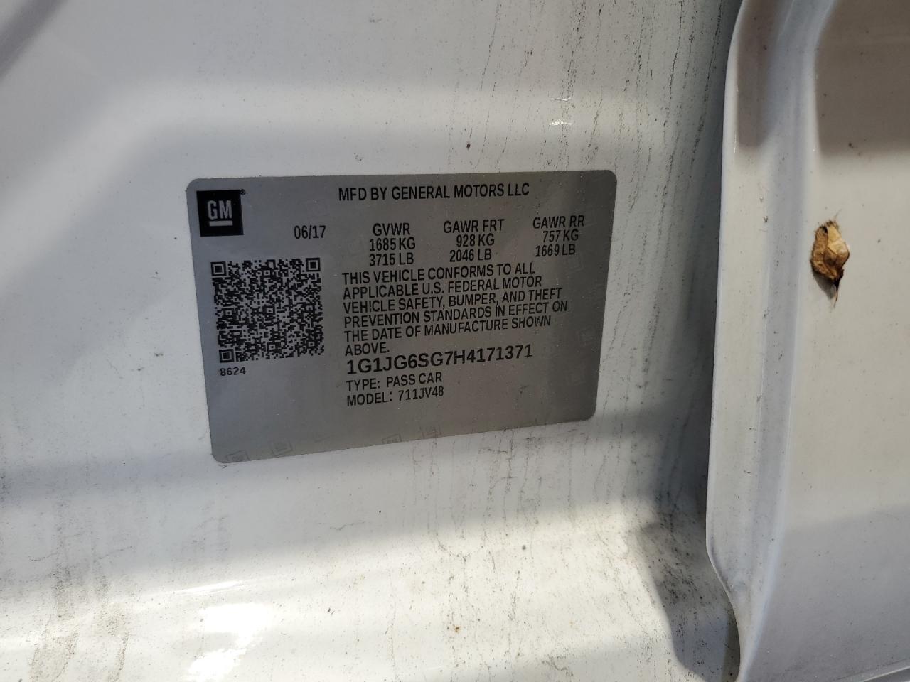 1G1JG6SG7H4171371 CHEVROLET SONIC 2017
