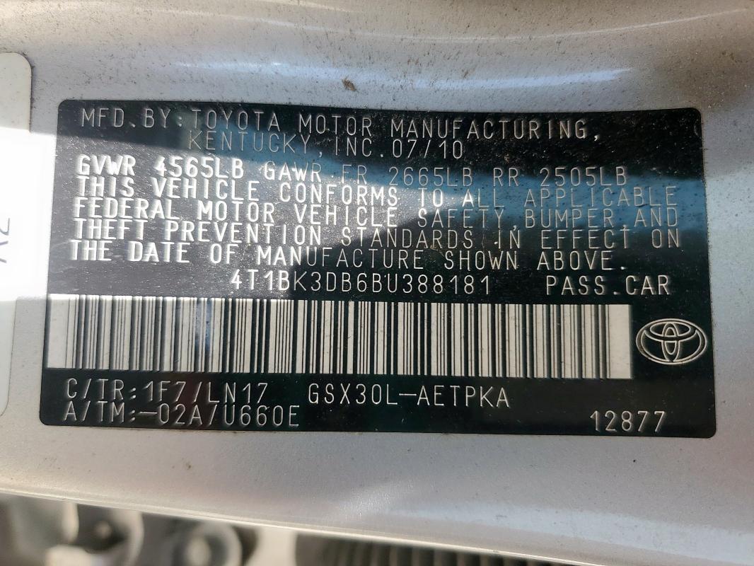 2011 TOYOTA AVALON BASE  