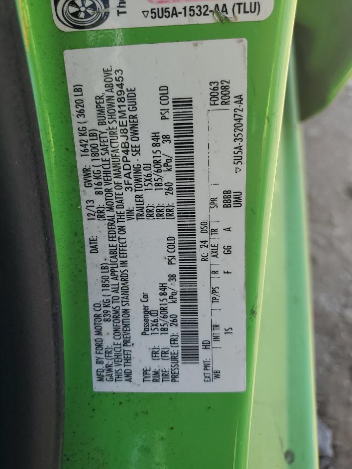 2014 Ford Fiesta Se VIN: 3FADP4BJ8EM189453 Lot: 56781485