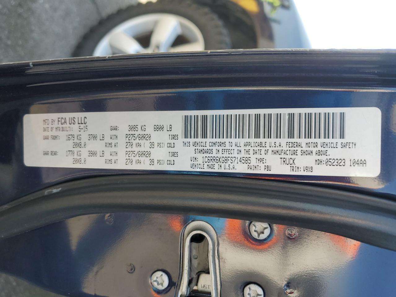 2015 Ram 1500 St VIN: 1C6RR6KG8FS714585 Lot: 55440445