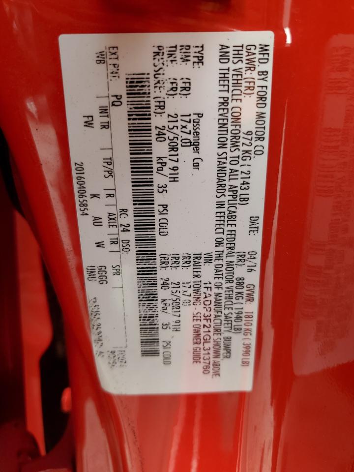1FADP3F21GL313760 FORD FOCUS 2016