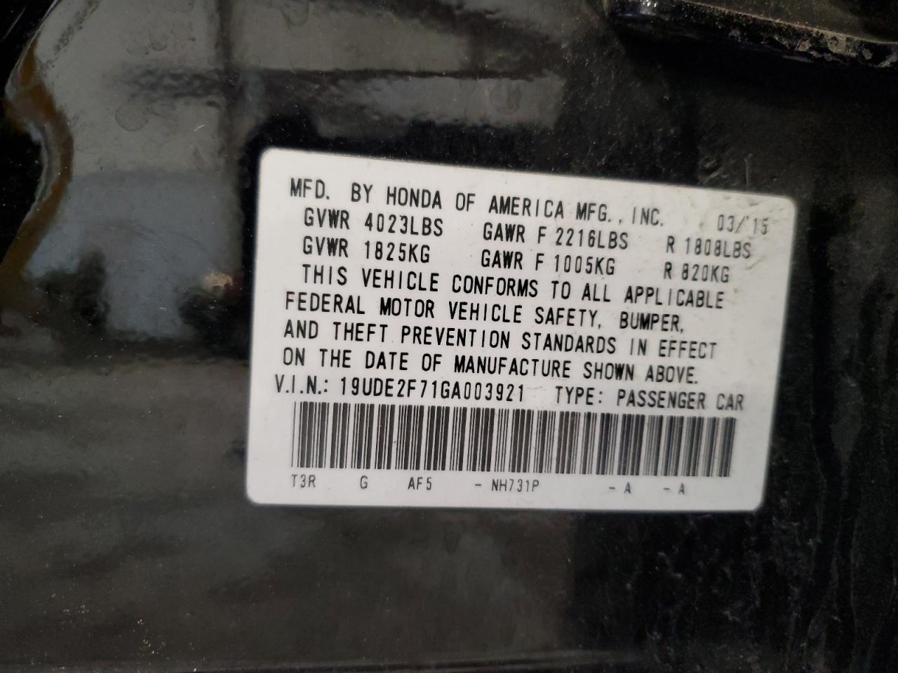 2016 Acura Ilx Premium VIN: 19UDE2F71GA003921 Lot: 58363345