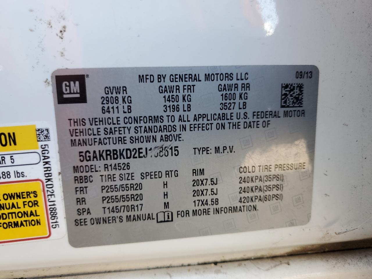 2014 Buick Enclave VIN: 5GAKRBKD2EJ188615 Lot: 56509125