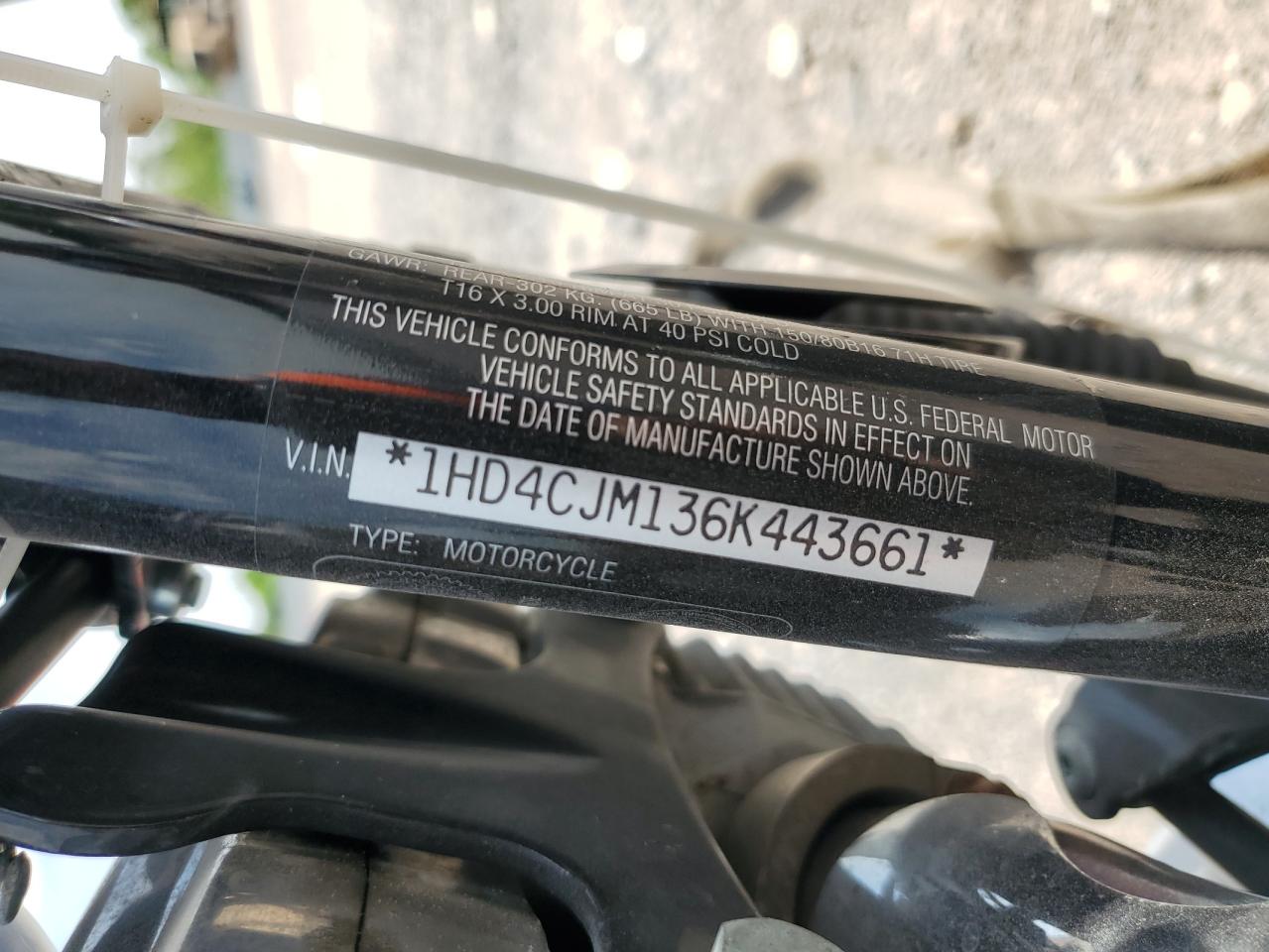 2006 Harley-Davidson Xl883 C VIN: 1HD4CJM136K443661 Lot: 55588695