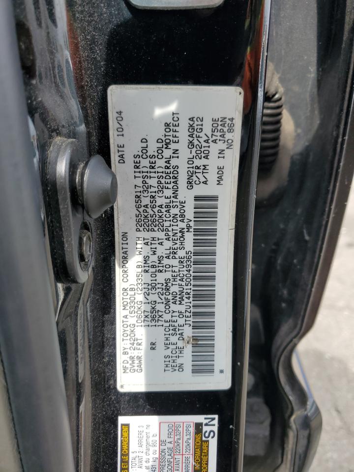 2005 Toyota 4Runner Sr5 VIN: JTEZU14R150049365 Lot: 57209265