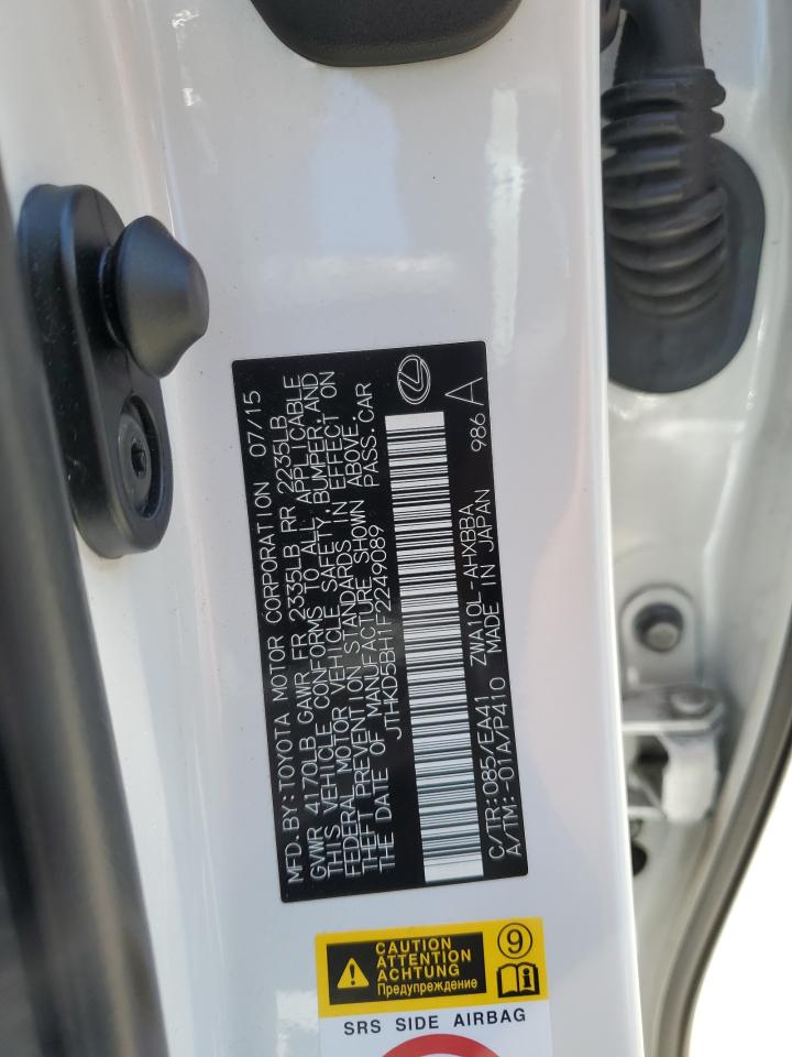 2015 Lexus Ct 200 VIN: JTHKD5BH1F2249089 Lot: 55648725