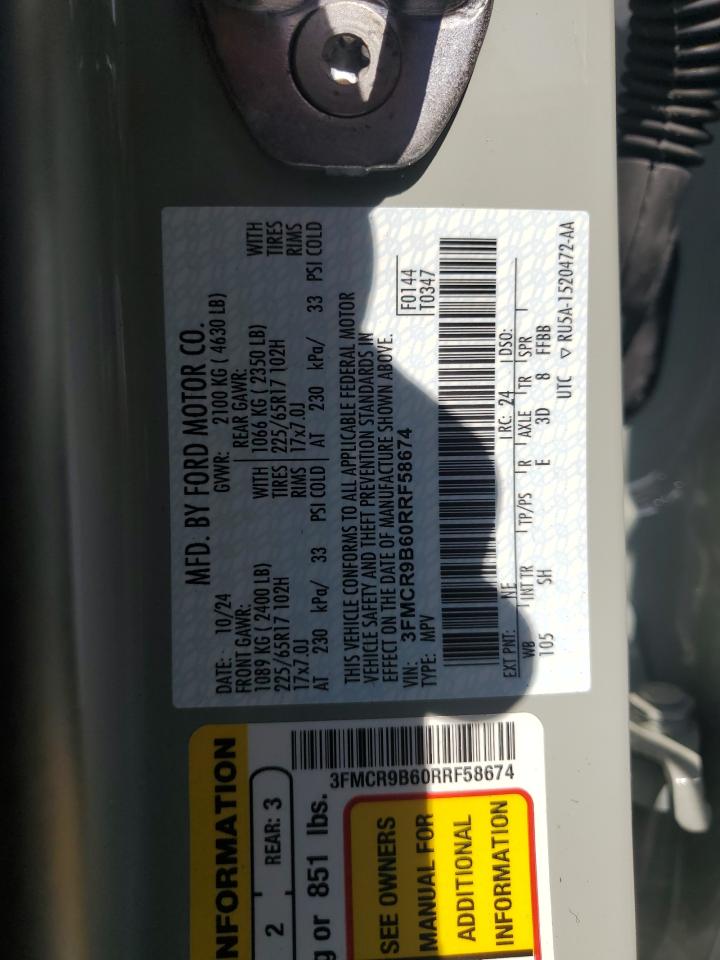 2024 Ford Bronco Sport Big Bend VIN: 3FMCR9B60RRF58674 Lot: 56562855