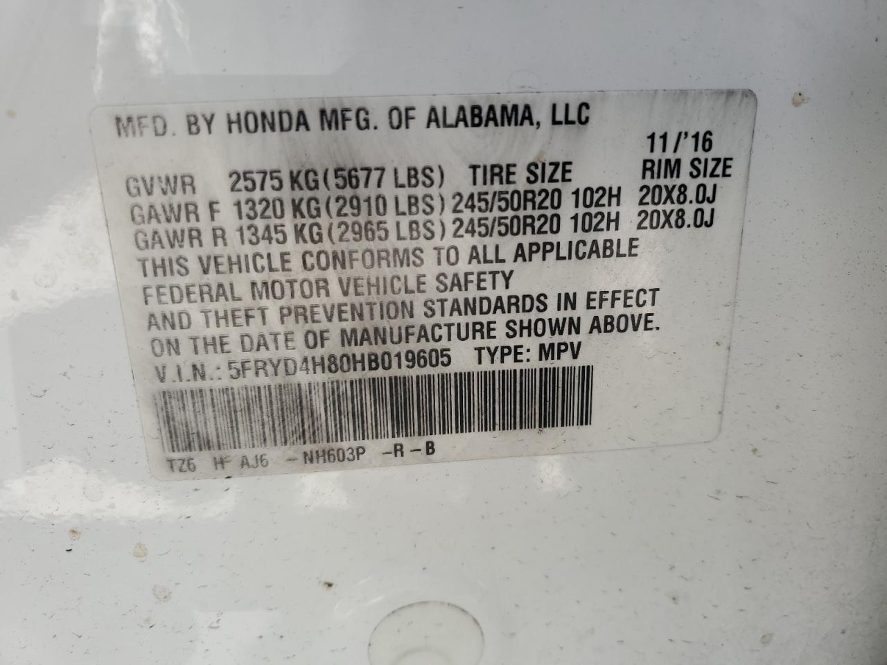2017 Acura Mdx Advance VIN: 5FRYD4H80HB019605 Lot: 57058275