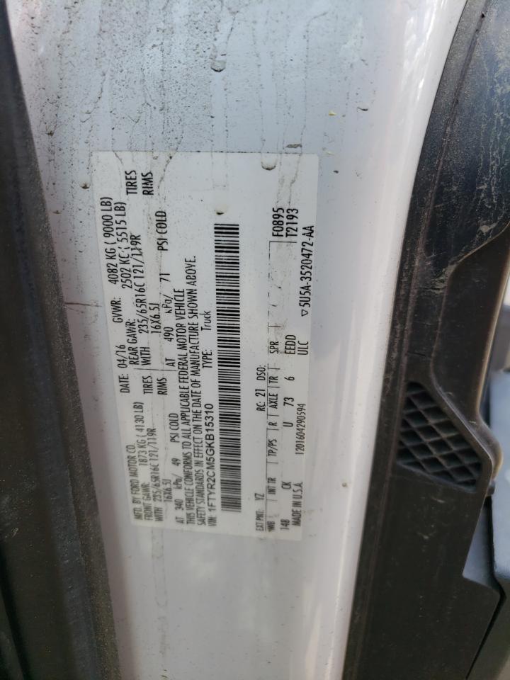 2016 Ford Transit T-250 VIN: 1FTYR2CM5GKB15310 Lot: 59266185