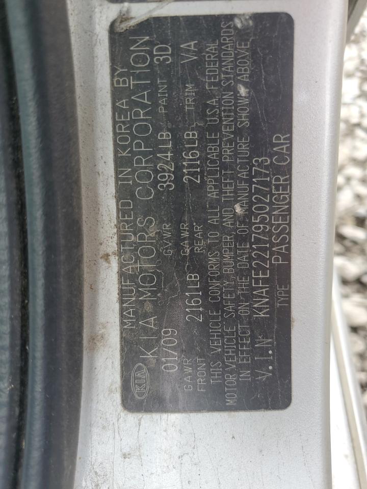 2009 Kia Spectra Ex VIN: KNAFE221795027173 Lot: 56683355