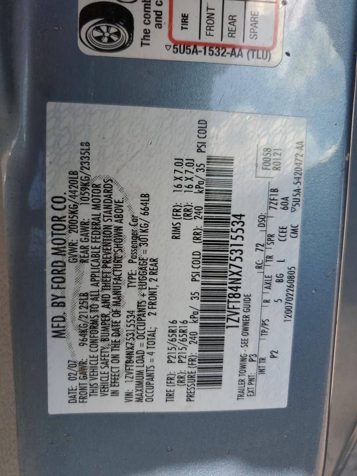 2007 Ford Mustang VIN: 1ZVFT84NX75315534 Lot: 56937315