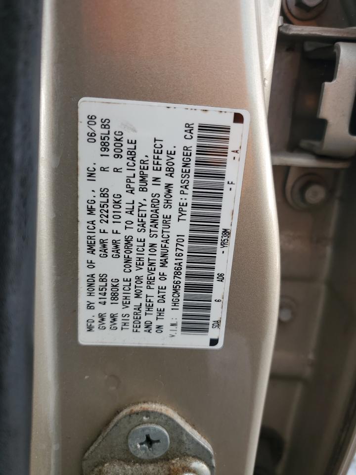 2006 Honda Accord Ex VIN: 1HGCM56786A167701 Lot: 58714215