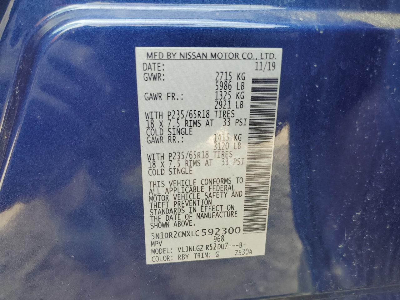 5N1DR2CMXLC592300 NISSAN PATHFINDER 2020