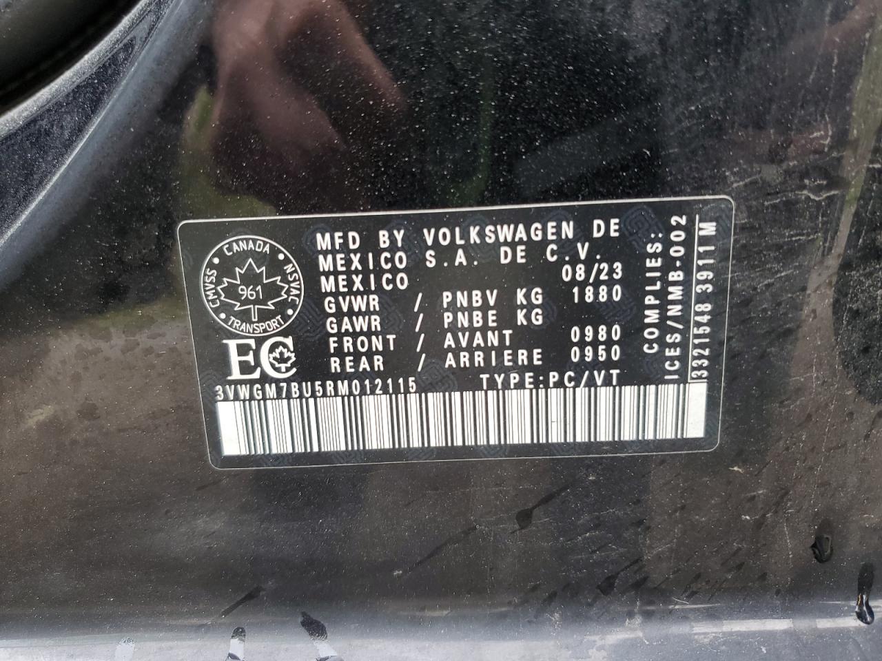 2024 Volkswagen Jetta Sel VIN: 3VWGM7BU5RM012115 Lot: 56722075