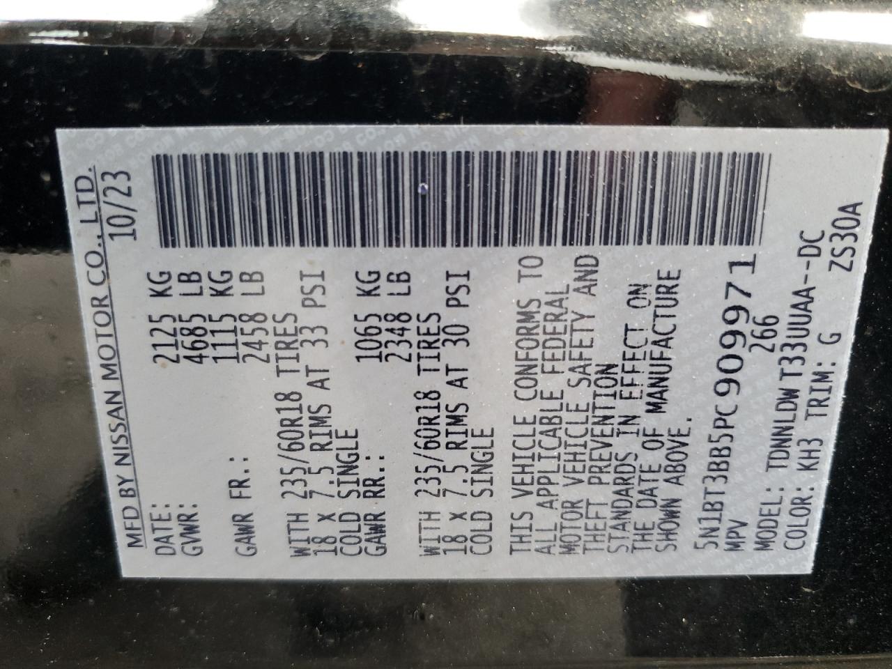5N1BT3BB5PC909971 NISSAN ROGUE 2023