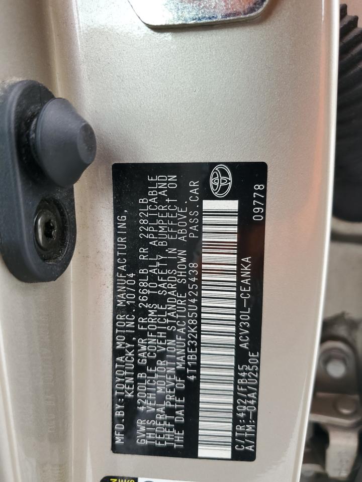 2005 Toyota Camry Le VIN: 4T1BE32K85U425438 Lot: 57225915