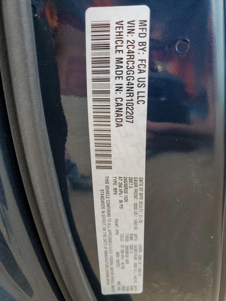 2022 Chrysler Pacifica Limited VIN: 2C4RC3GG4NR102207 Lot: 56762005