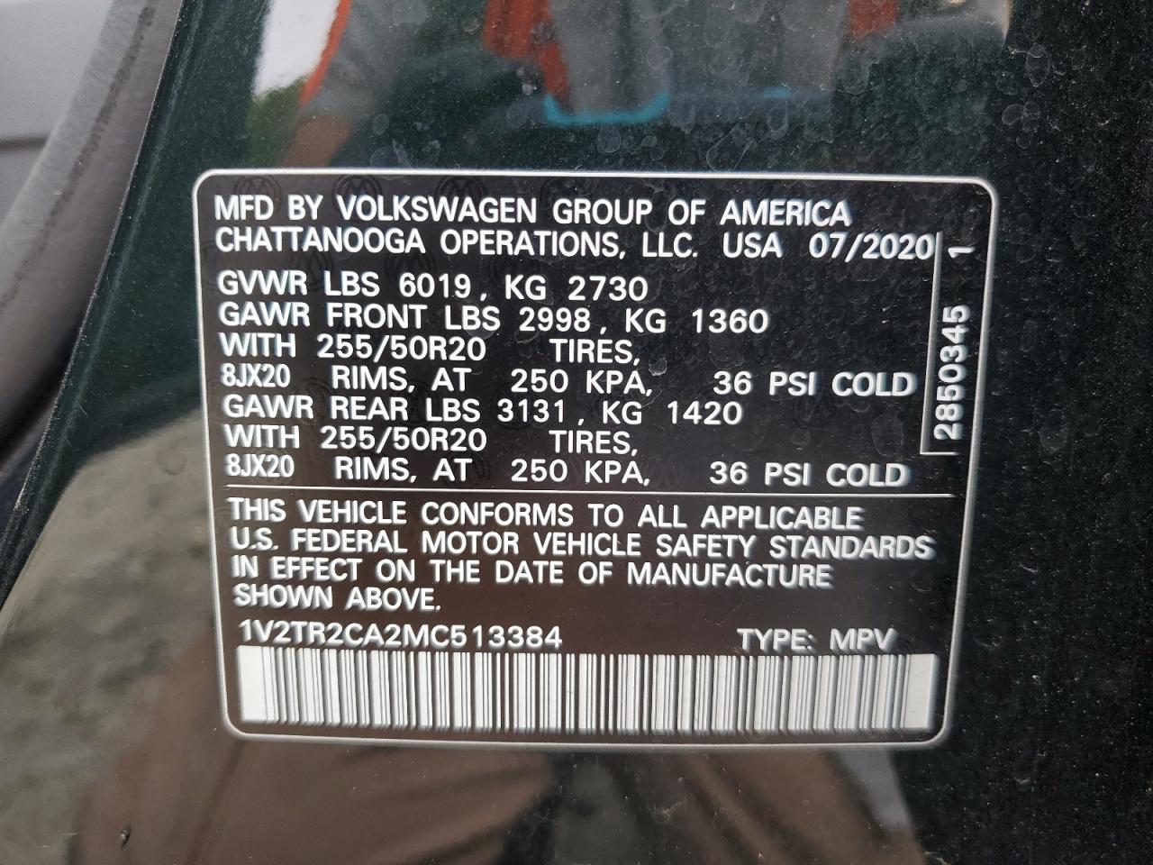 2021 Volkswagen Atlas Sel Premium VIN: 1V2TR2CA2MC513384 Lot: 56565305