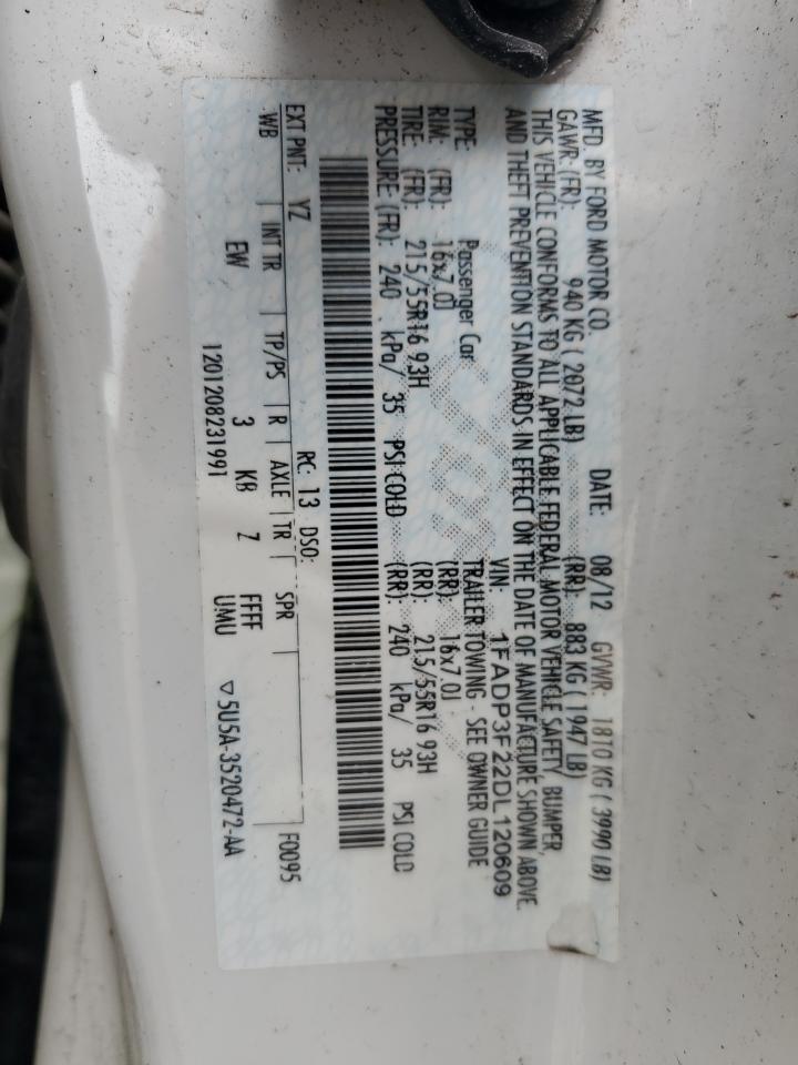 2013 Ford Focus Se VIN: 1FADP3F22DL120609 Lot: 56718945