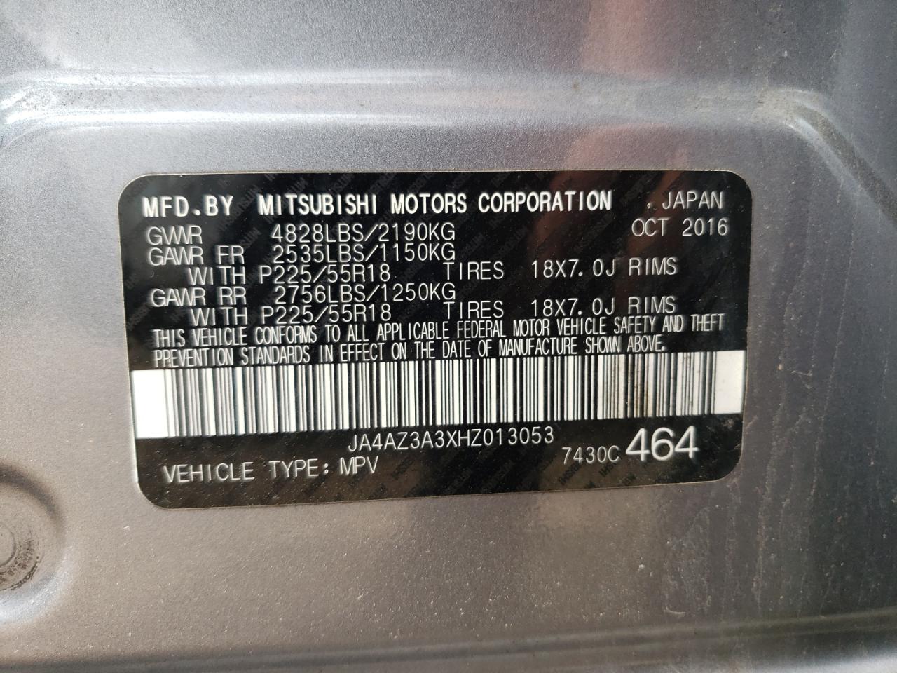 2017 Mitsubishi Outlander Se VIN: JA4AZ3A3XHZ013053 Lot: 56121965