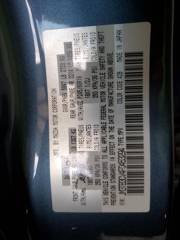 2015 Mazda Cx-9 Touring VIN: JM3TB3CV4F0453294 Lot: 57066405