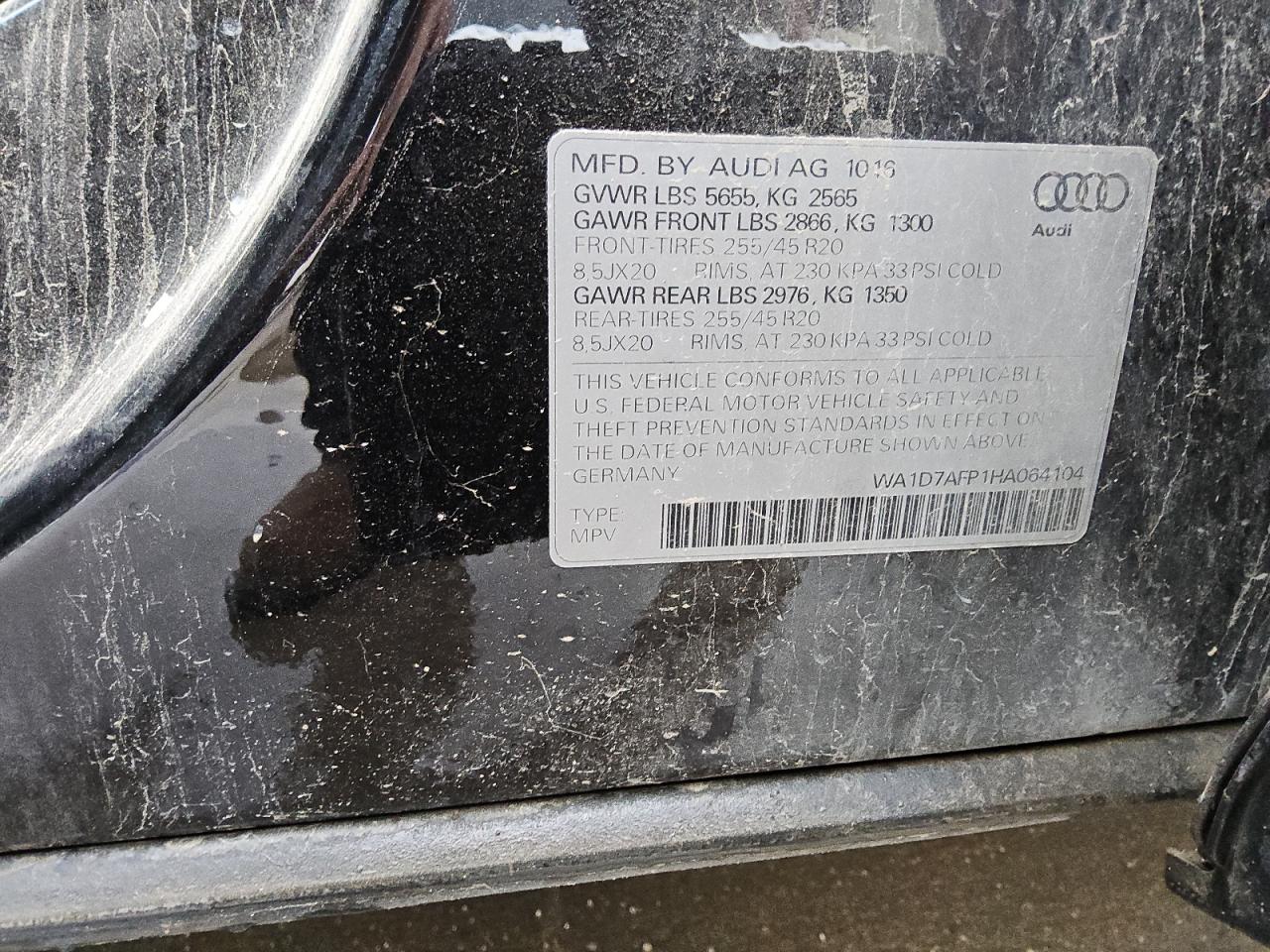WA1D7AFP1HA064104 AUDI Q5 2017