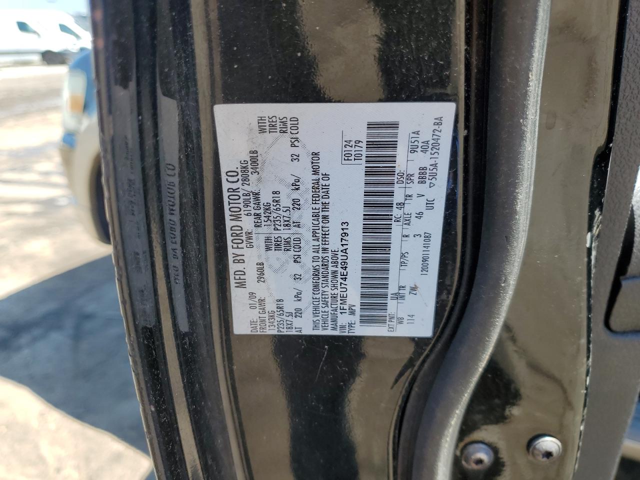 2009 Ford Explorer Eddie Bauer VIN: 1FMEU74E49UA17913 Lot: 56426545