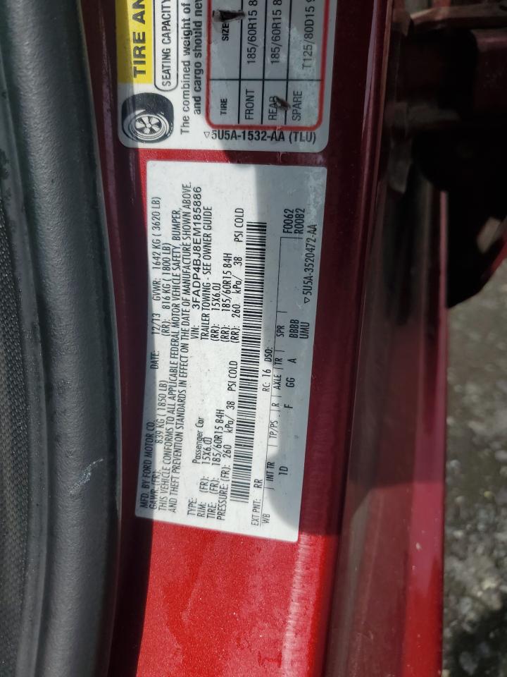 2014 Ford Fiesta Se VIN: 3FADP4BJ8EM185886 Lot: 56905085