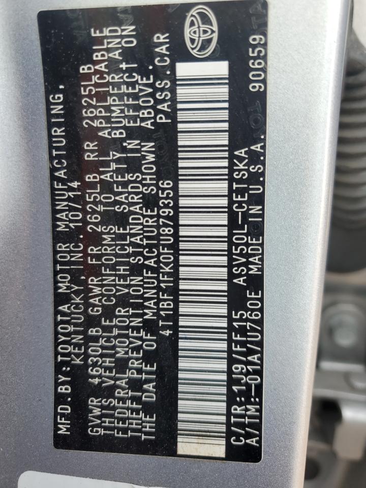 2015 Toyota Camry Le VIN: 4T1BF1FK0FU879356 Lot: 55445705
