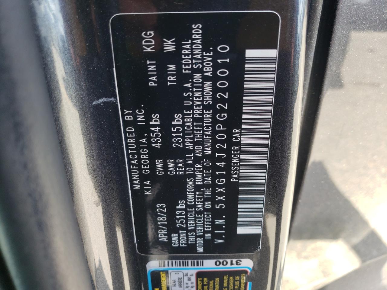 2023 Kia K5 Lxs VIN: 5XXG14J20PG220010 Lot: 55138095