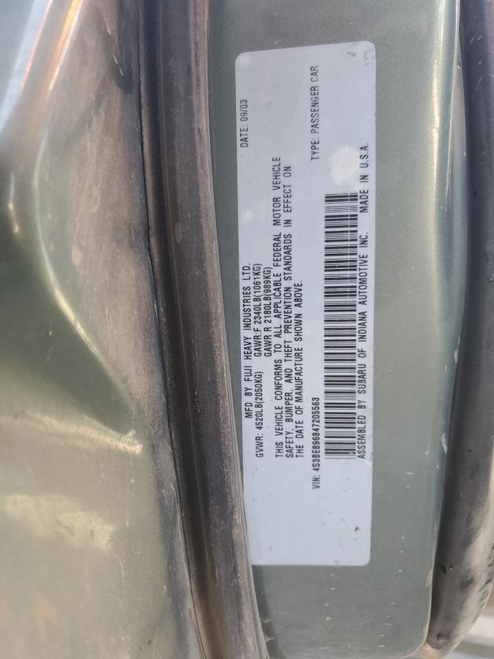 2004 Subaru Legacy Outback 3.0 H6 VIN: 4S3BE896847205563 Lot: 56998175