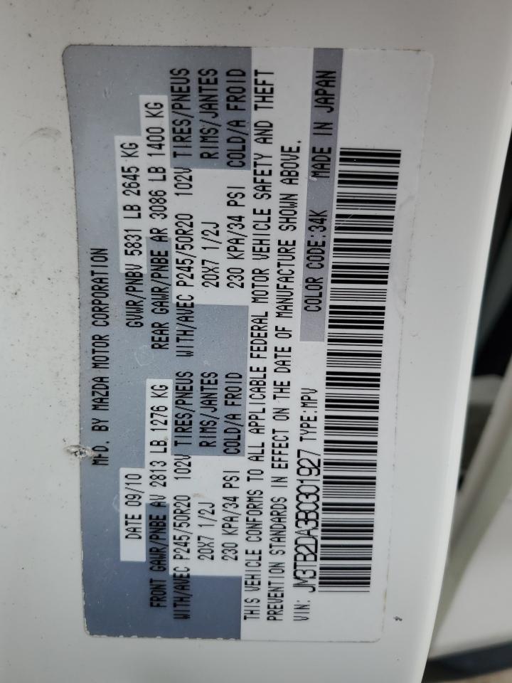 2011 Mazda Cx-9 VIN: JM3TB2DA3B0301927 Lot: 56886665