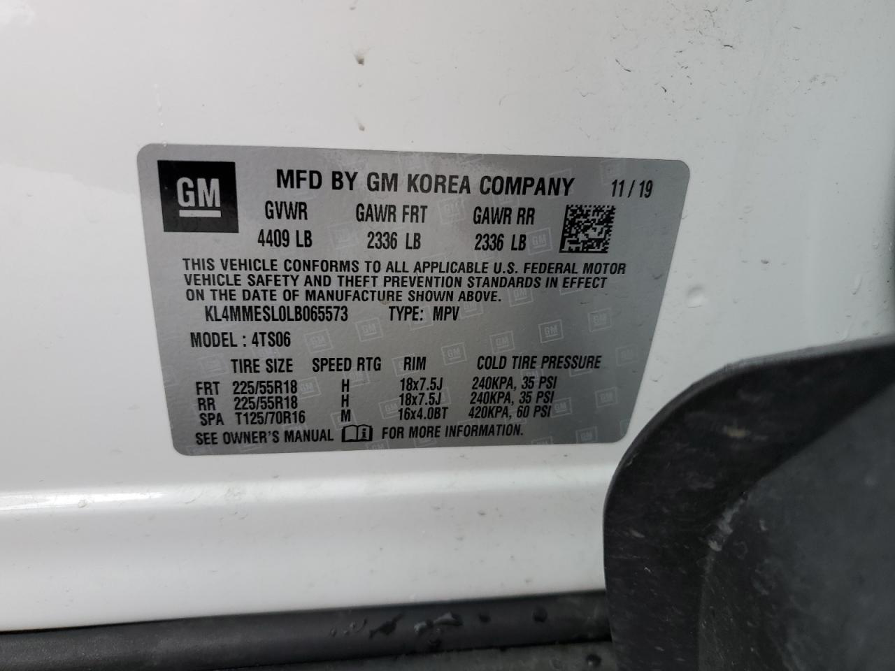 2020 Buick Encore Gx Select VIN: KL4MMESL0LB065573 Lot: 56835405