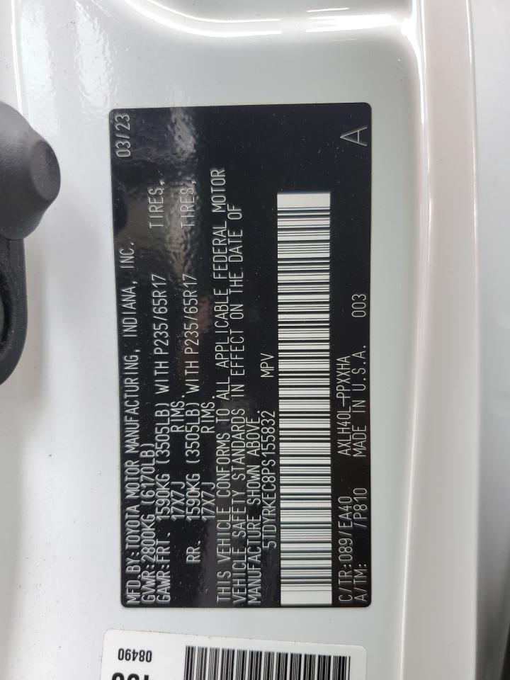 2023 Toyota Sienna Xle VIN: 5TDYRKEC8PS155832 Lot: 56862965