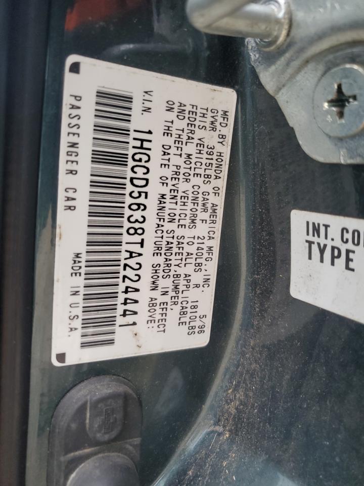 1996 Honda Accord Lx VIN: 1HGCD5638TA224441 Lot: 57656165