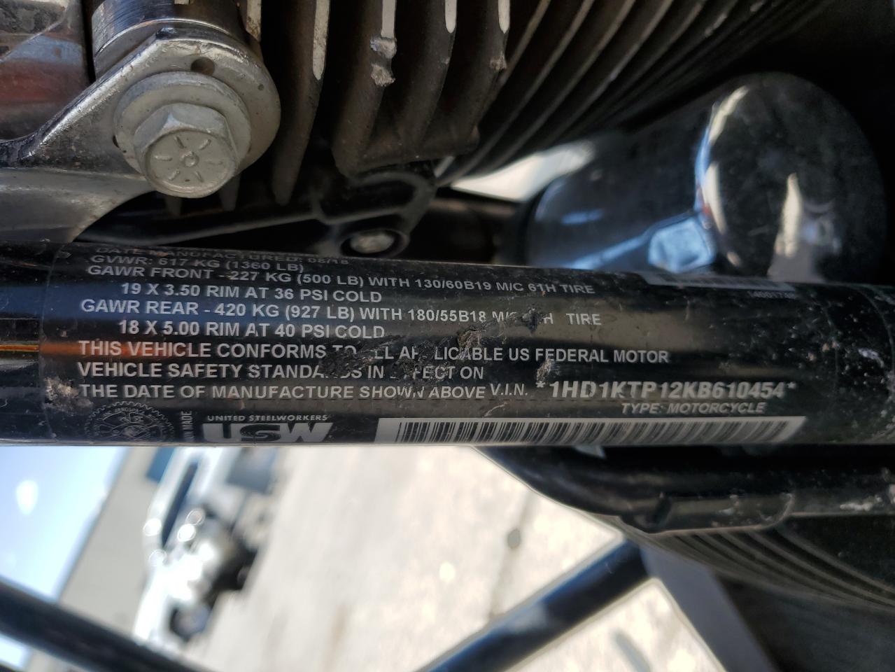 2019 Harley-Davidson Fltrxs VIN: 1HD1KTP12KB610454 Lot: 56327605