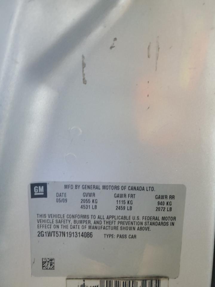 2009 Chevrolet Impala 1Lt VIN: 2G1WT57N191314086 Lot: 56579085