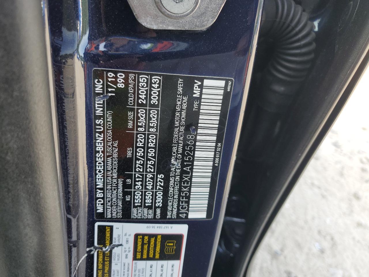 2020 Mercedes-Benz Gls 450 4Matic VIN: 4JGFF5KEXLA152568 Lot: 56614645