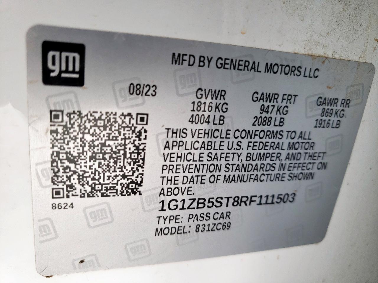 1G1ZB5ST8RF111503 CHEVROLET MALIBU 2024