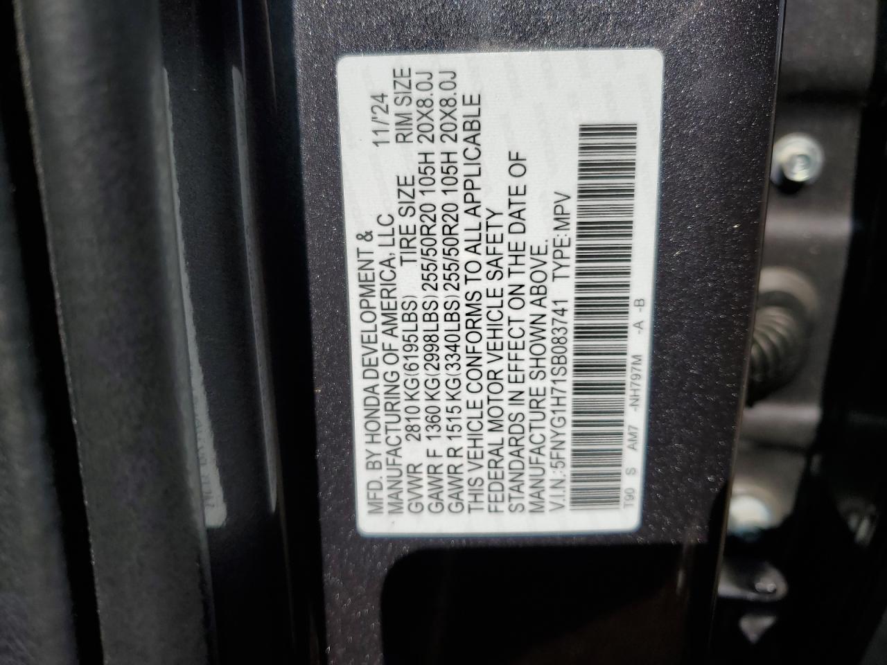 5FNYG1H71SB083741 HONDA PILOT 2025