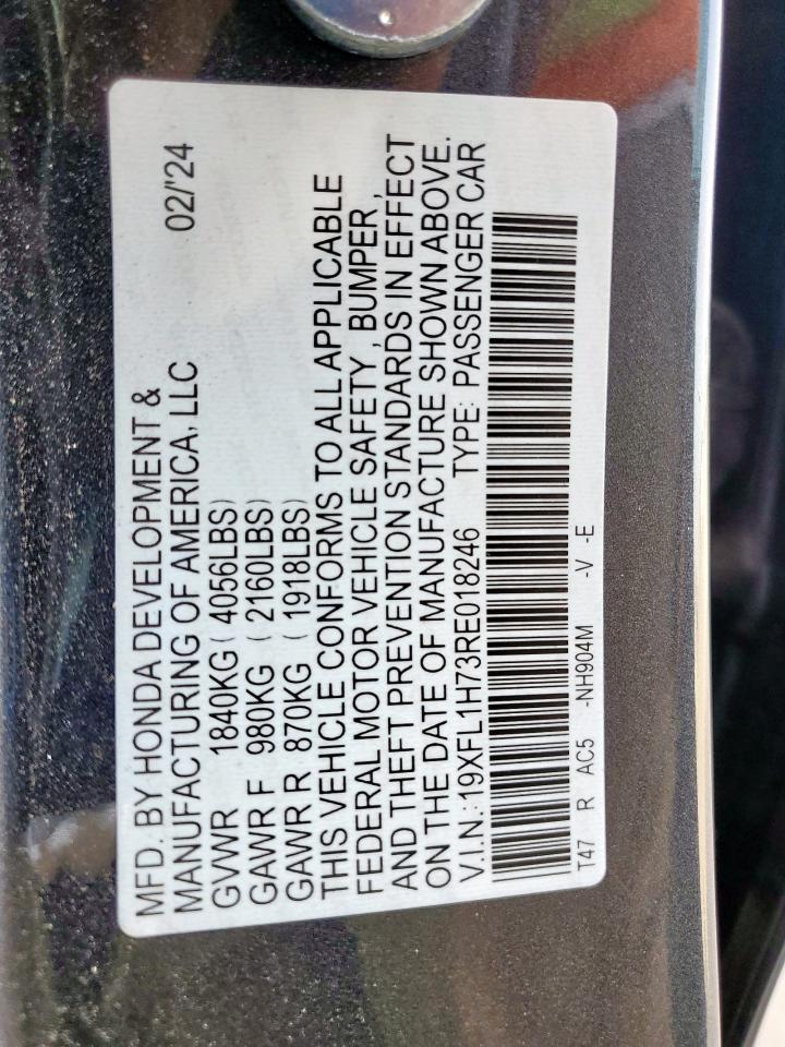 2024 Honda Civic Exl VIN: 19XFL1H73RE018246 Lot: 56635735