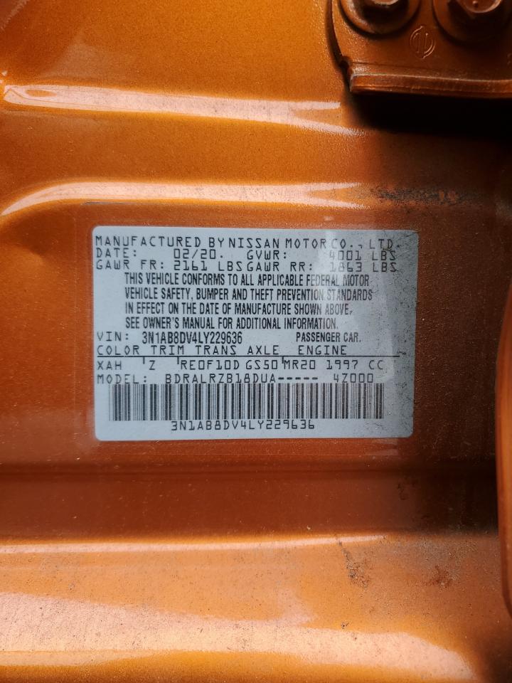 2020 Nissan Sentra Sr VIN: 3N1AB8DV4LY229636 Lot: 55904105