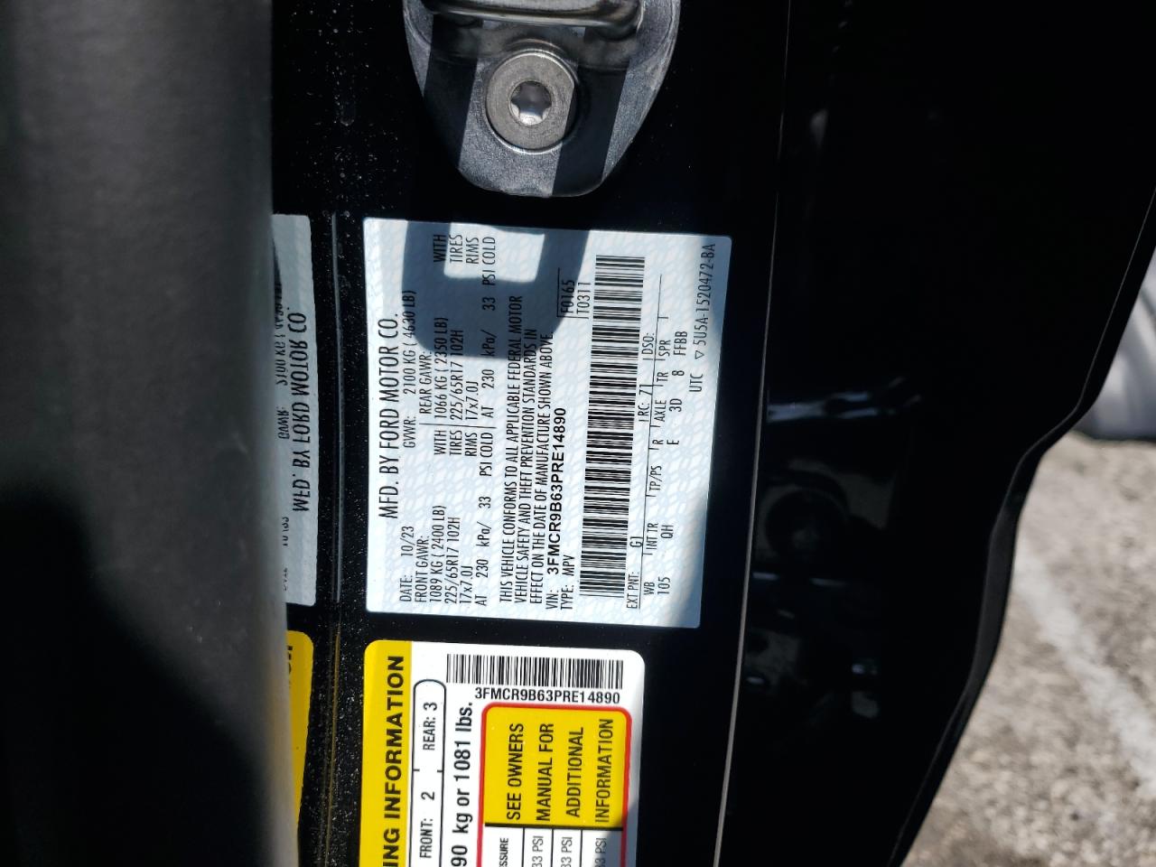 3FMCR9B63PRE14890 FORD BRONCO 2023