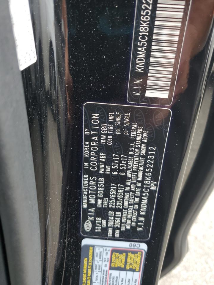2019 Kia Sedona L VIN: KNDMA5C18K6522312 Lot: 56400475