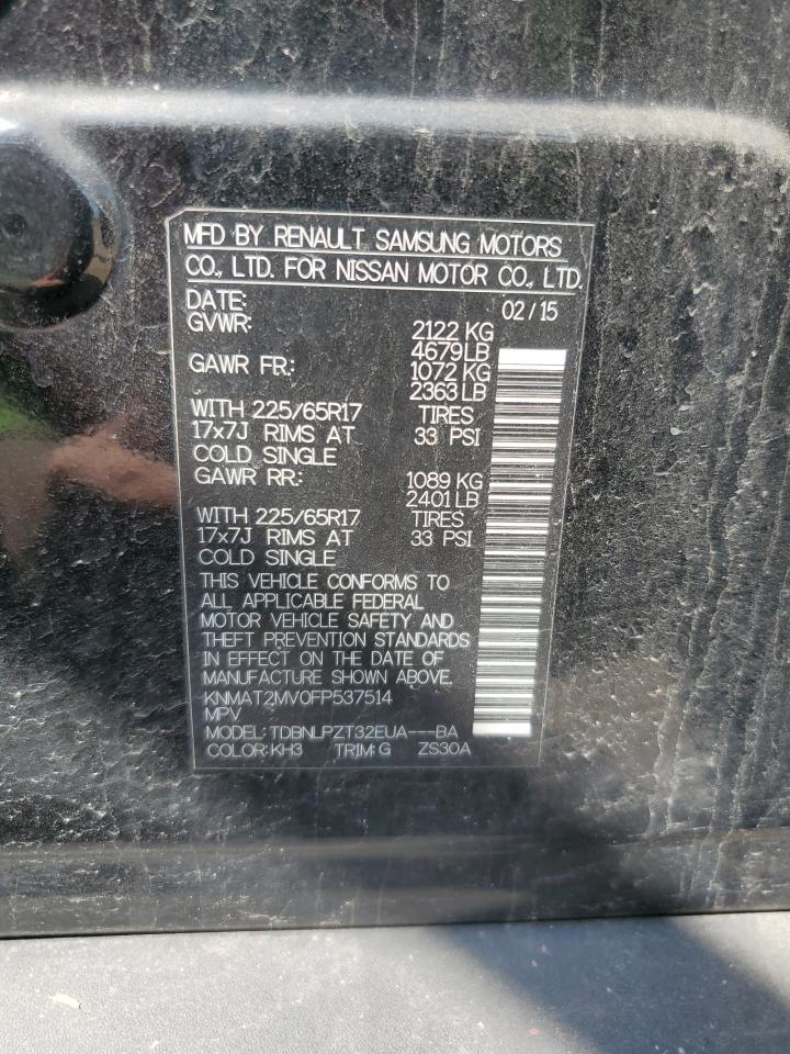 2015 Nissan Rogue S VIN: KNMAT2MV0FP537514 Lot: 56756855