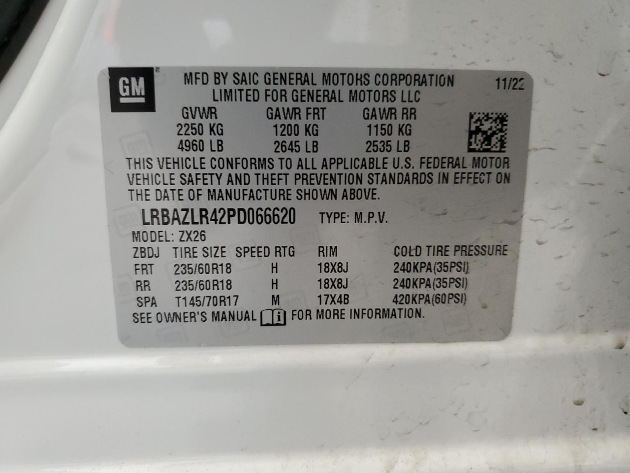 2023 Buick Envision Preferred VIN: LRBAZLR42PD066620 Lot: 56181115