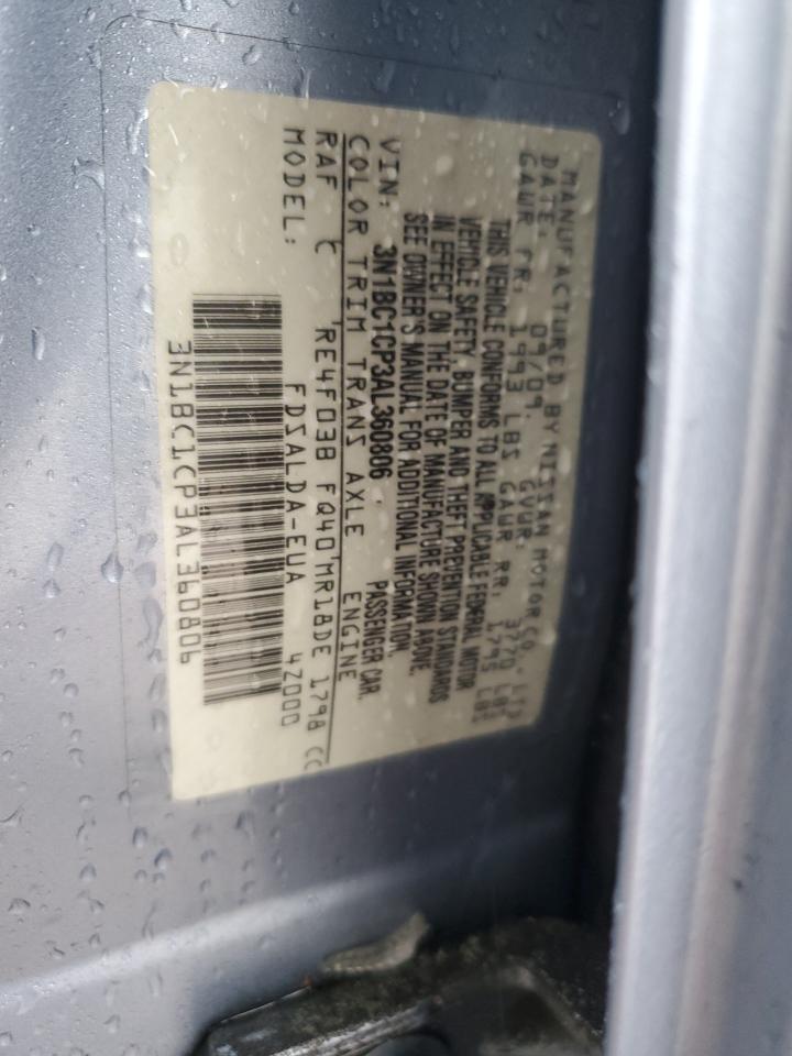 2010 Nissan Versa S VIN: 3N1BC1CP3AL360806 Lot: 56889065