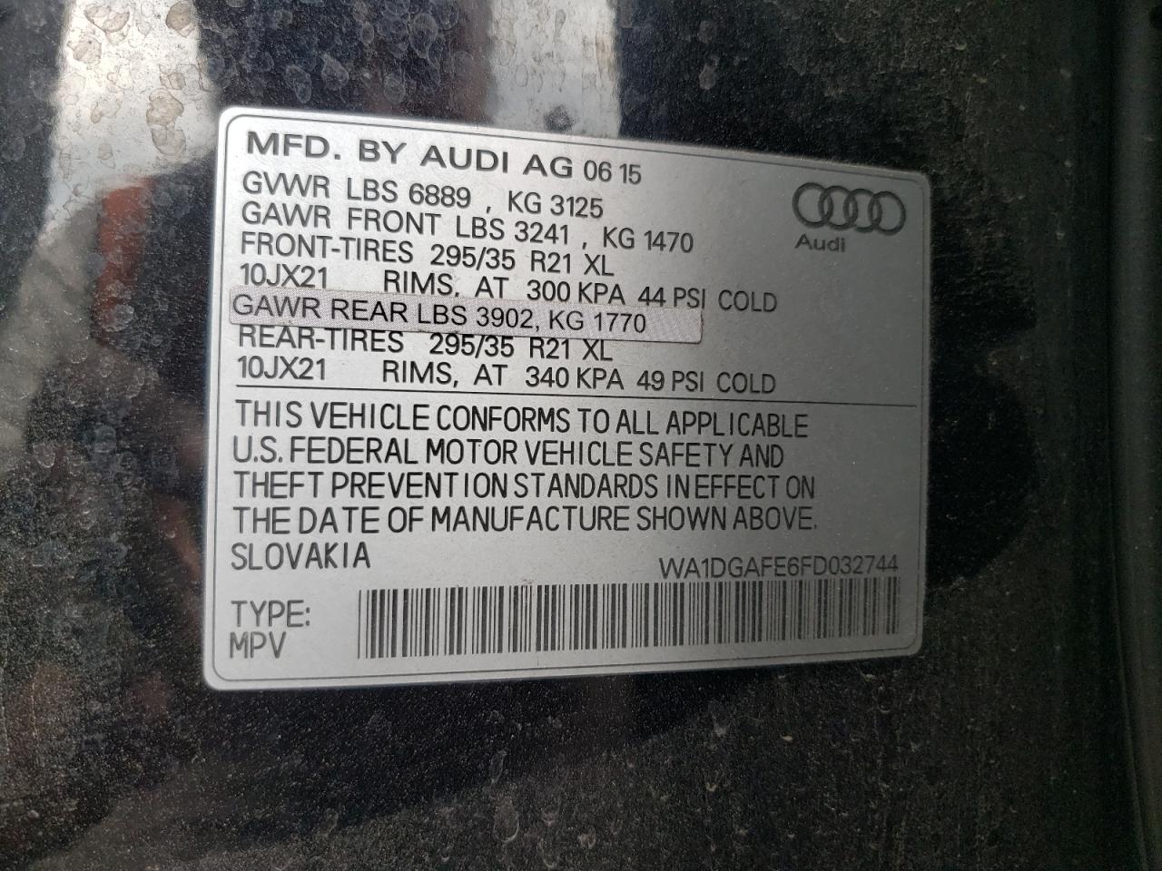 2015 Audi Q7 Prestige VIN: WA1DGAFE6FD032744 Lot: 56581745